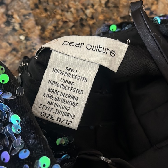 EUC Pear Culture green & blue sequin spaghetti strap side slit prom dress 11/12 - Picture 6 of 7